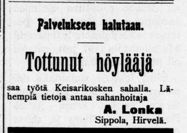 palvelukseen halutaan ilmoitus